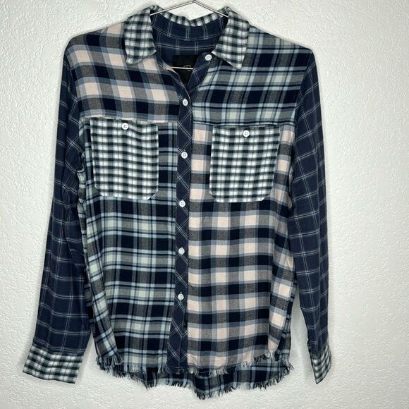 NWT Rails Brando Shirt Sky Navy Mixed Plaid XS Navy - Picture 2 of 15